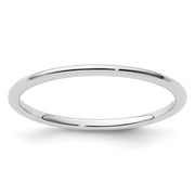 14K White Gold 1.2mm Half Round Polished Stackable Band