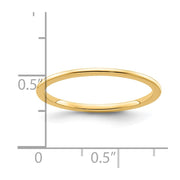 14K Yellow Gold 1.2mm Half Round Polished Stackable Band