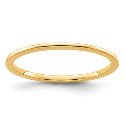 14K Yellow Gold 1.2mm Half Round Polished Stackable Band