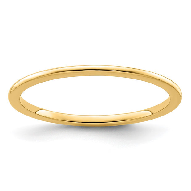 14K Yellow Gold 1.2mm Half Round Polished Stackable Band