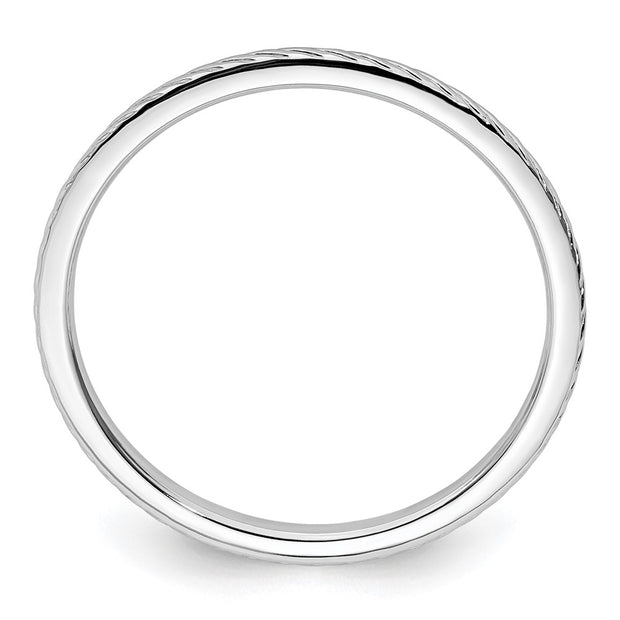 14K White Gold 1.2mm Twisted Wire Pattern Stackable Band