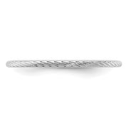14K White Gold 1.2mm Twisted Wire Pattern Stackable Band