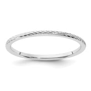 14K White Gold 1.2mm Twisted Wire Pattern Stackable Band
