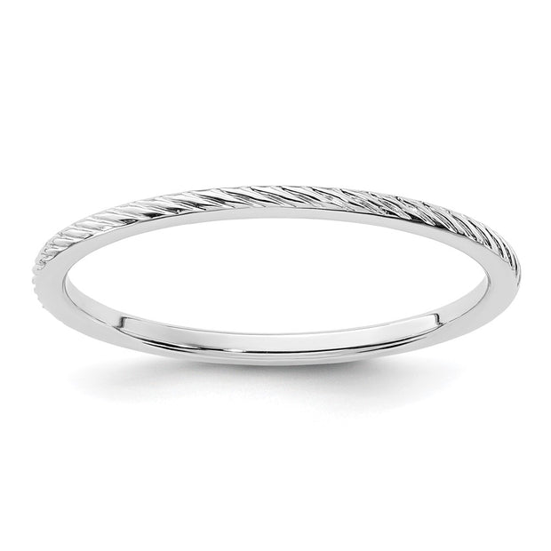 14K White Gold 1.2mm Twisted Wire Pattern Stackable Band
