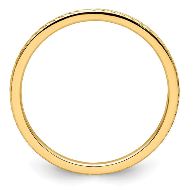 14K Yellow Gold 1.2mm Twisted Wire Pattern Stackable Band