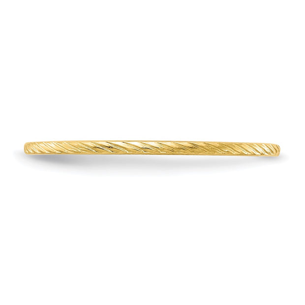 14K Yellow Gold 1.2mm Twisted Wire Pattern Stackable Band