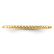14K Yellow Gold 1.2mm Twisted Wire Pattern Stackable Band