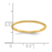 14K Yellow Gold 1.2mm Twisted Wire Pattern Stackable Band