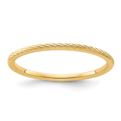 14K Yellow Gold 1.2mm Twisted Wire Pattern Stackable Band