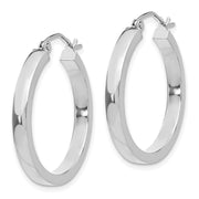 14k White Gold 2x3mm Rectangle Tube Hoop