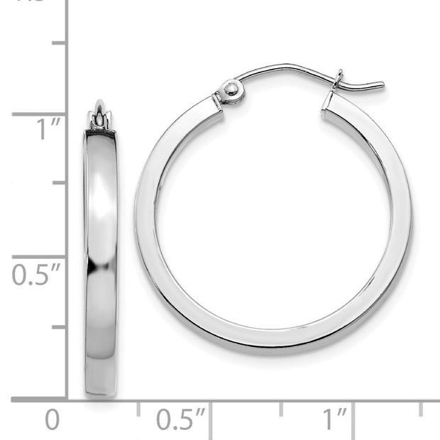 14k White Gold 2x3mm Rectangle Tube Hoop