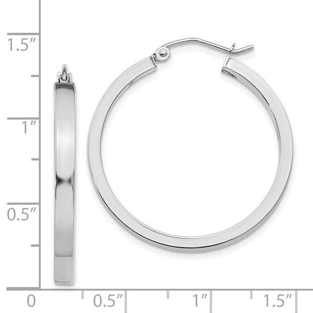 14k White Gold 2x3mm Rectangle Tube Hoop
