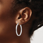 14k White Gold 2x3mm Rectangle Tube Hoop