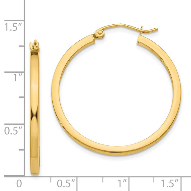 14k 2mm Square Tube Hoop Earrings