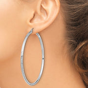14k White Gold Lightweight 3mm Diamond-cut Hoop Earrings