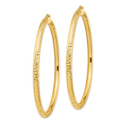14k Diamond-cut 4x70mm Lightweight Round Tube Hoop Earrings