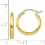 14k Round Tube Hoop Earrings