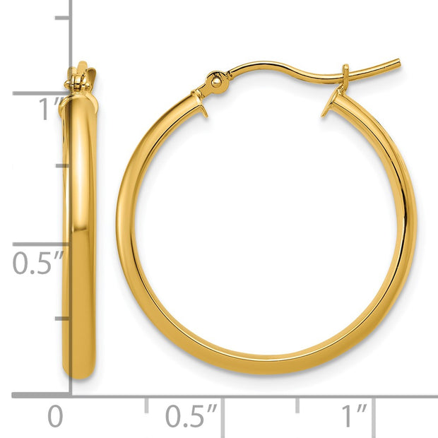 14k Round Tube Hoop Earrings