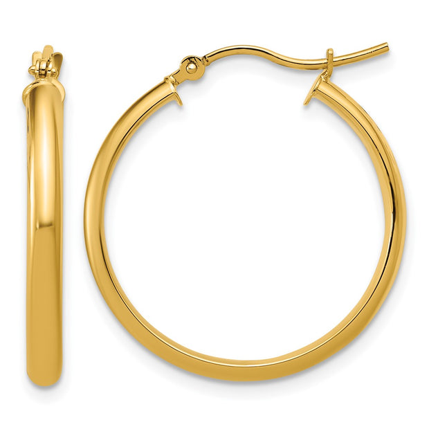 14k Round Tube Hoop Earrings