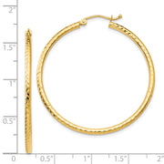 14k Diamond-cut 2mm Round Tube Hoop Earrings