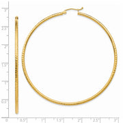 14k Diamond-cut 2mm Round Tube Hoop Earrings