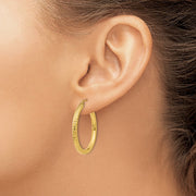 14k Diamond-cut 3mm Round Hoop Earrings