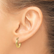 14k Diamond-cut 3mm Round Hoop Earrings