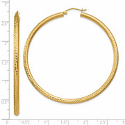 14k Diamond-cut 3mm Round Hoop Earrings