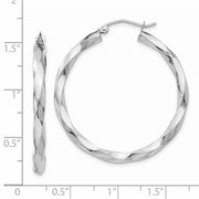 14k White Gold 3mm Twisted Hoop Earrings