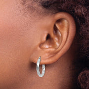 14k White Gold 3mm Twisted Hoop Earrings