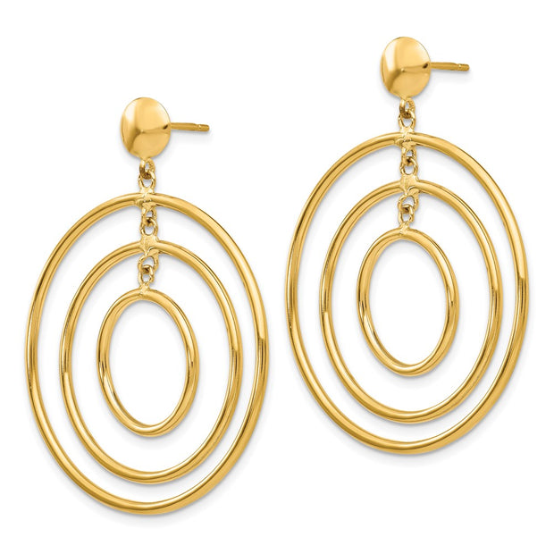14k Fancy Circle Dangle Post Earrings