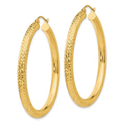 14k Diamond-cut 4mm Round Hoop Earrings
