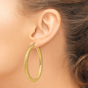14k Diamond-cut 4mm Round Hoop Earrings