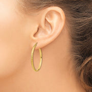 14K Diamond-cut 2.8x37mm Hollow Hoop Earrings