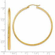 14K Diamond-cut 2.8x46mm Hollow Hoop Earrings