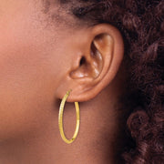14K Knife Edge Diamond-cut Hollow Hoop Earrings