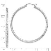 14K WG Knife Edge Diamond-cut Hollow Hoop Earrings