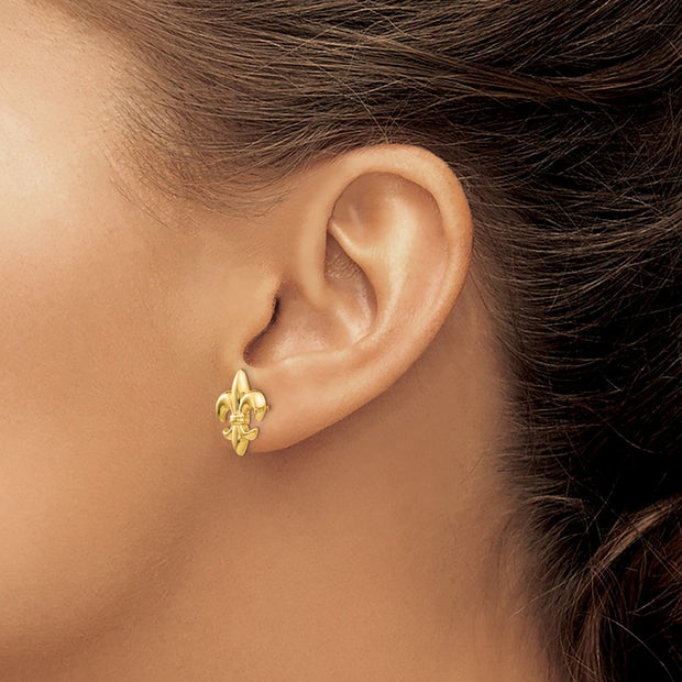 14k Small Fleur-De-Lis Earring