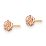 14k Rose Gold with Yellow Gold Post Flower Post Earrings