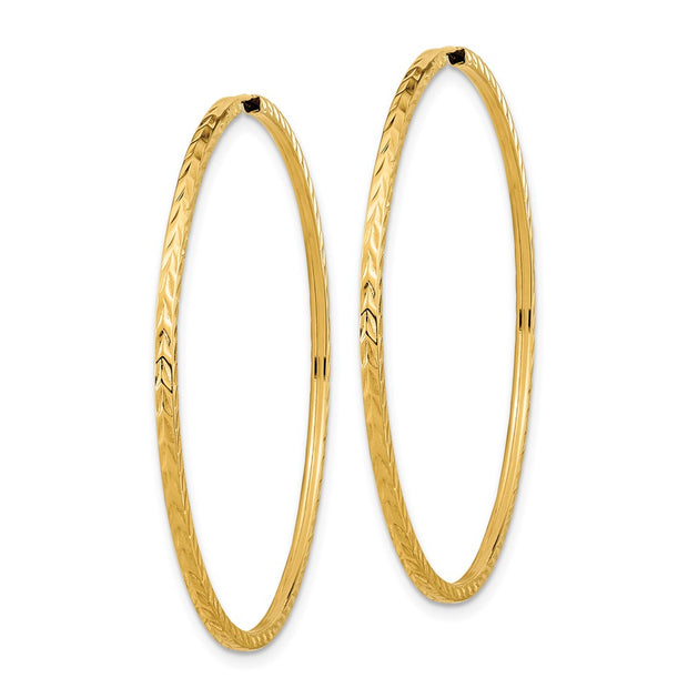 14k Diamond-cut Square Tube Endless Hoop Earrings