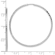 14k White Gold Diamond-cut Square Tube Endless Hoop Earrings