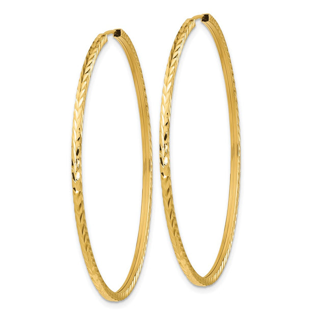 14k Diamond-cut Square Tube Endless Hoop Earrings