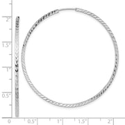 14k White Gold Diamond-cut Square Tube Endless Hoop Earrings