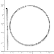 14k White Gold Diamond-cut Square Tube Endless Hoop Earrings