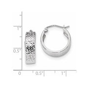 14k White Gold Diamond-cut Hoop Earrings
