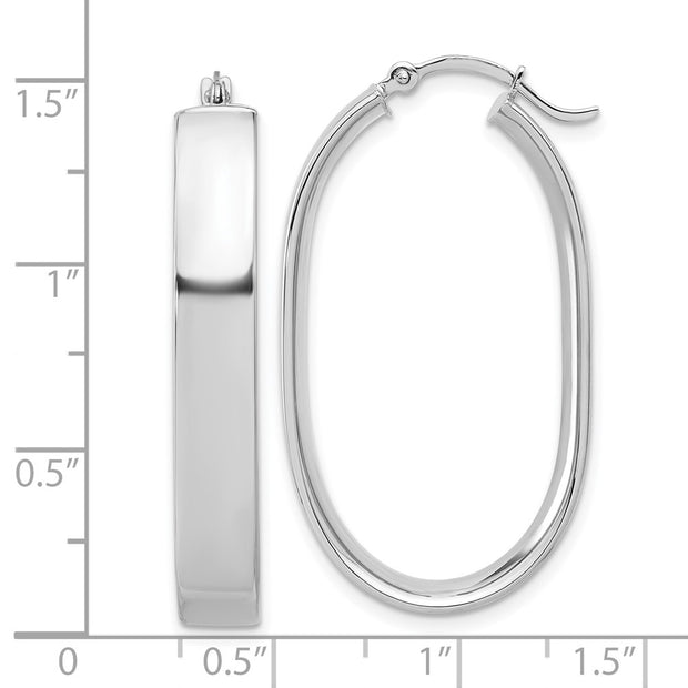 14K White Gold Oval Hoop Earrings