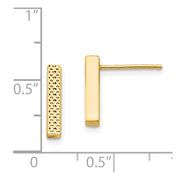 14K Textured Bar Post Earrings
