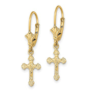 14k Crucifix Leverback Earrings