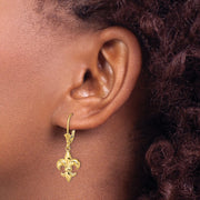 14K Small Fleur-de-Lis Leverback EARRINGS