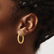 14k Small Striped Edge Hoop Earrings